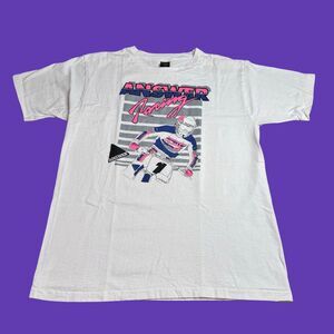 Vintage Answer Racing Mens L Motocross BMX T Shirt 90s Moto USA Made White